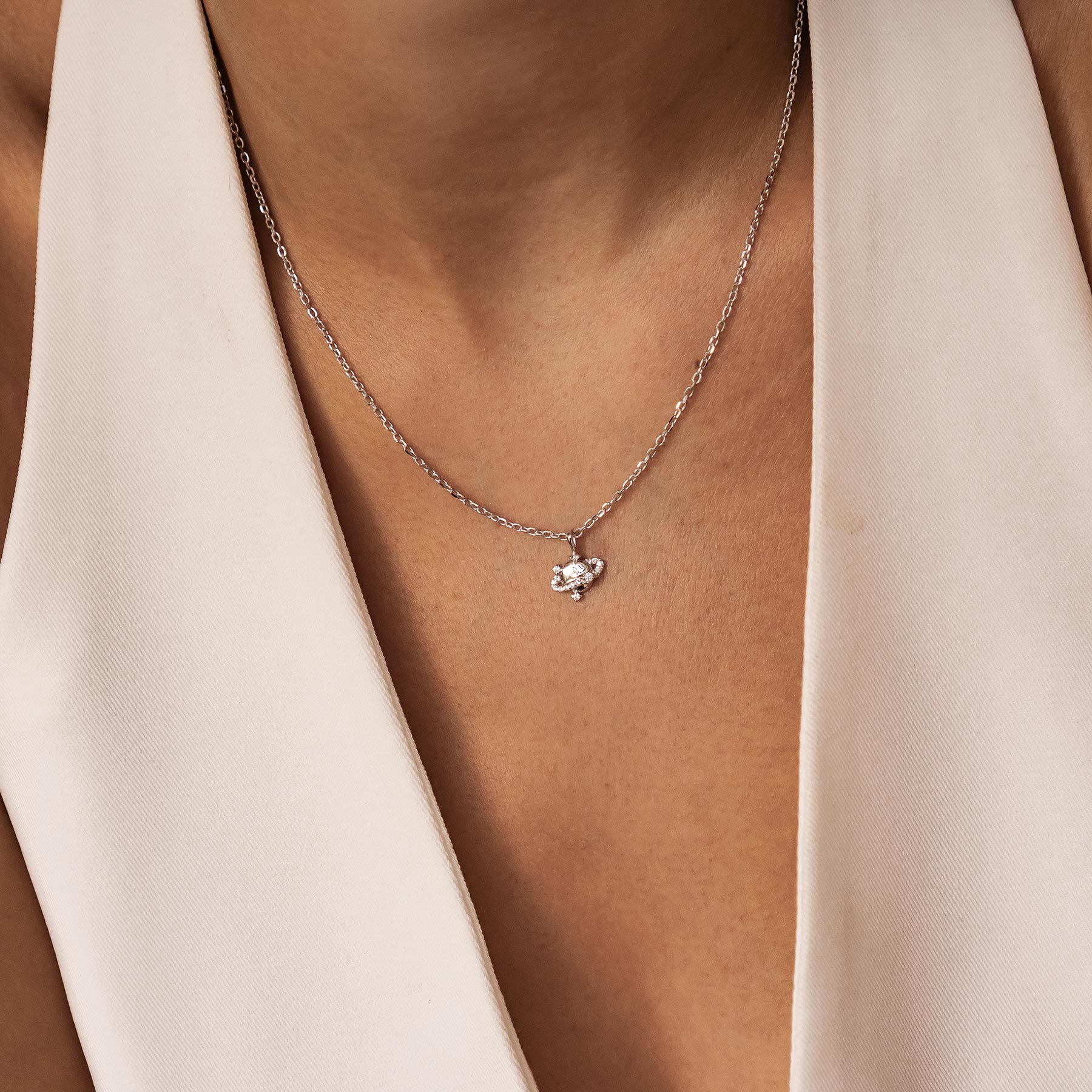 Collier Pendentif Planète Sterling Argent